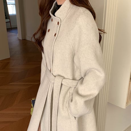 Wool Stand Collar Belt Coat｜ウールスタンドカラーコート（2color）　HA1005