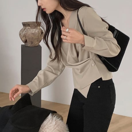 Twist Wrap Blouse｜ツイストラップデザインブラウス（2color）　HB1084