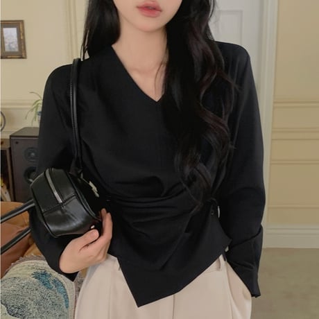 Twist Wrap Blouse｜ツイストラップデザインブラウス（2color）　HB1084
