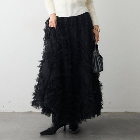 Soft Tulle Volume Skirt｜ソフトチュールフレアロングスカート（3color）　HD1021