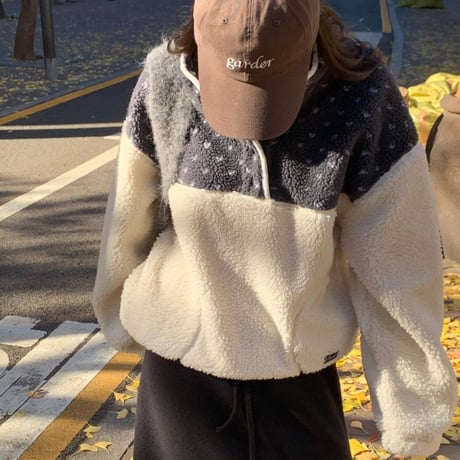Fleece Half Zip Pullover｜ドット切替ボアハーフジッププルオーバー（3color）　HA1057