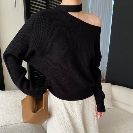 Waffle One-Shoulder Knit｜ワッフルワンショルダーニット（4color）　HB1033