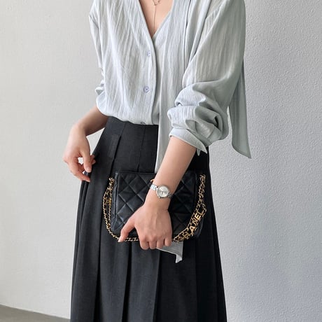 sheer chiffon tie blouse｜シアーシフォンタイブラウス（2color）　HB1086