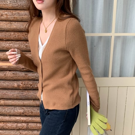 Rib V-Neck Cardigan｜リブVネックカーディガン（4color）　HA1016