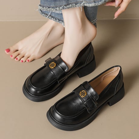 Flower Metal Chunky Loafer｜フラワーメタルチャンキーヒールローファー（2color）　 HG1002
