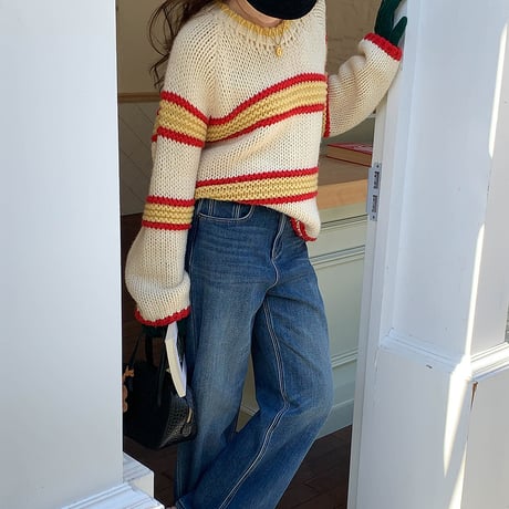 Chunky Stripe Knit｜チャンキーストライプニット（4color）　HB1005