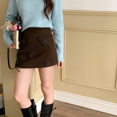 3D Floral High-Waist Mini Skirt｜3Dフローラルハイウエストミニスカート（2color）　HD1003