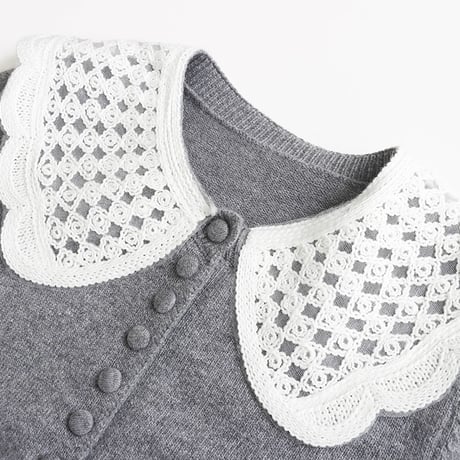 Lace Collar Knit Cardigan｜レースカラー付きニットカーディガン（3color）　HA1065