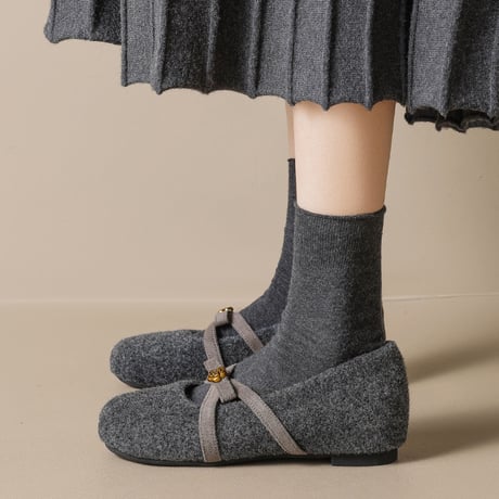Warm Bow Mary Jane Shoes｜ウォームボウメリージェーンシューズ（2color）　 HG1007