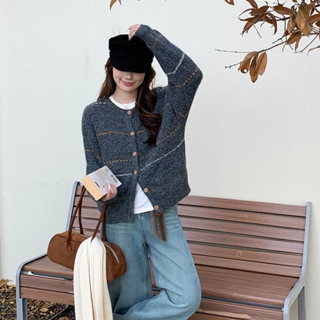 Retro Stripe Cozy Knit Cardigan｜レトロストライプコージーニットカーディガン（3color）　 HA1032
