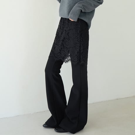 Lace Overlay Flare Pants｜レースレイヤードハイウエストフレアパンツ　HC1032