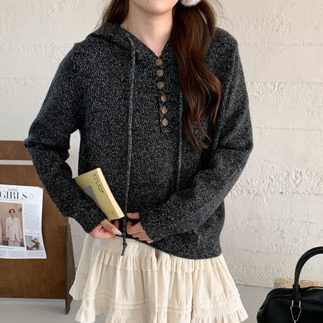Holiday Street Button Hoodie Knit｜ホリデーストリートボタンフードニット（4color）　HB1021