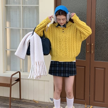 Nostalgic Cable Knit｜レトロケーブルルーズセーター（5color）　HB1004