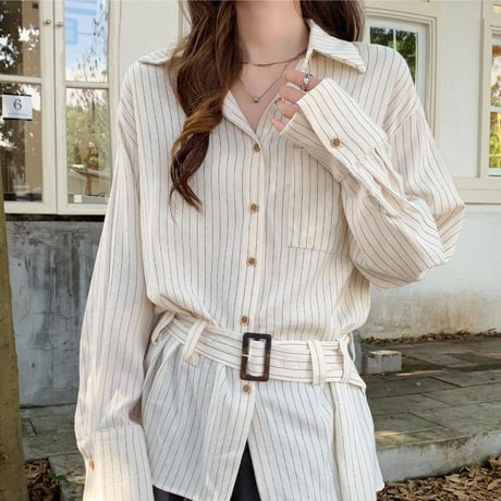 Stripe Belt Shirt｜ストライプベルトシャツ　HB1079
