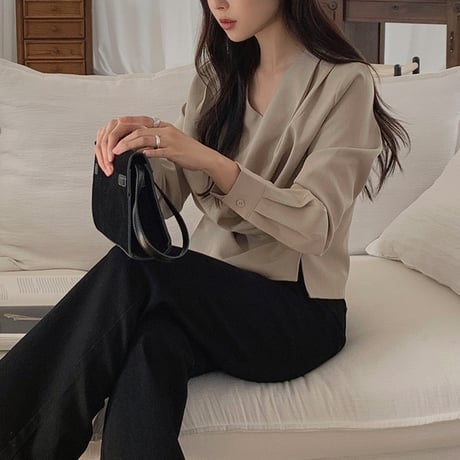 Twist Wrap Blouse｜ツイストラップデザインブラウス（2color）　HB1084