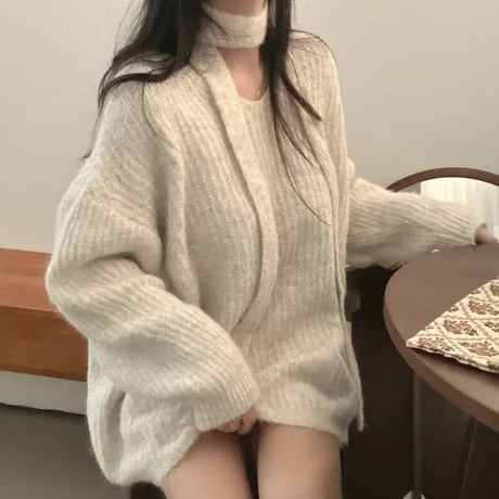 Soft Choker Knit Top｜チョーカーデザインゆるニット（4color）　HB1061