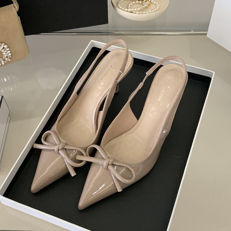 ribbon pointed slingback heel｜リボンポインテッドスリングバックヒール（2color）　HG1030