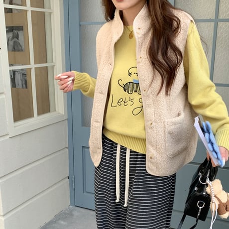 Fake Lamb Wool Fleece Vest｜フェイクラムウールフリースベスト（3color）　 HA1022