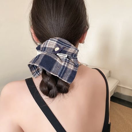 Check Square Scrunchie｜チェック柄スクエアシュシュ　HI1003