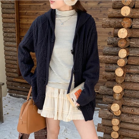Hooded Duffle Knit Cardigan｜フードダッフルニットカーディガン（4color）　 HA1029