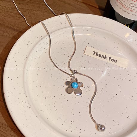 Tiger Eye Flower Heart Pull-Out Necklace｜タイガーアイフラワーハートプルアウトネックレス（4color）　HI1011