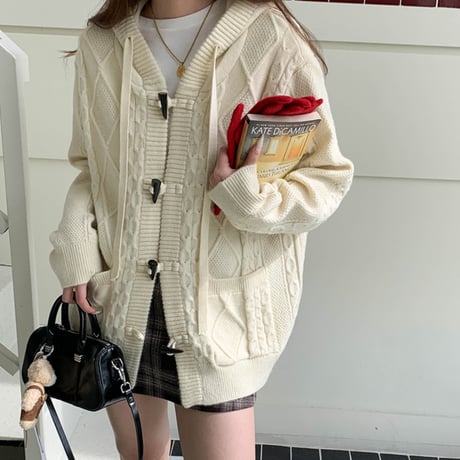 Hooded Duffle Knit Cardigan｜フードダッフルニットカーディガン（4color）　 HA1029