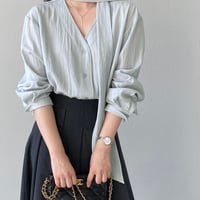 sheer chiffon tie blouse｜シアーシフォンタイブラウス（2color）　HB1086