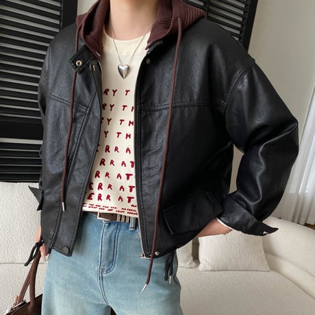 Hood Leather Jacket｜フードレザージャケット（2color）　 HA1033