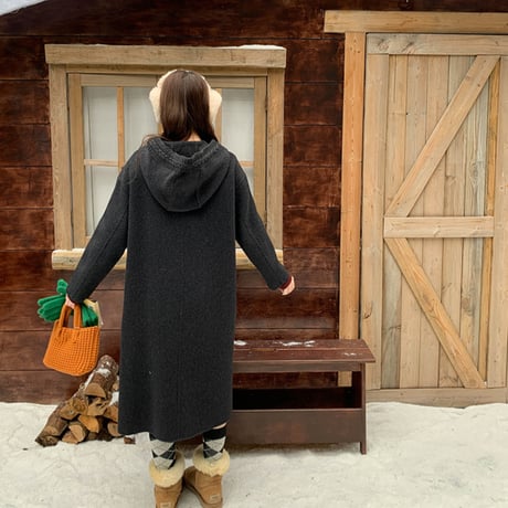 Hooded Wool Long Coat｜ニットフード付ロングウールコート（4color）　HA1001