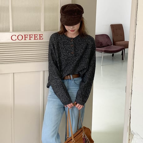 Soft Henley Neck Knit｜ソフトヘンリーネックニット（4color）　HB1013