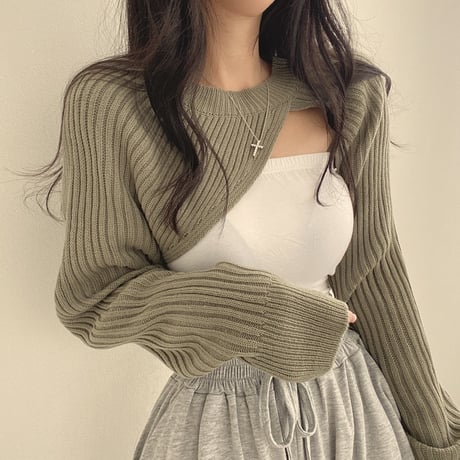 Twist Rib Knit Bolero｜ツイストリブニットボレロ（4color）　HB1083