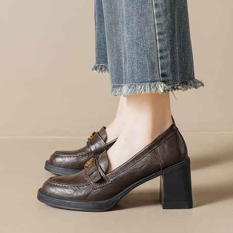 Camellia Heel Loafers｜カメリアモチーフヒールローファー（2collar）　HG1027