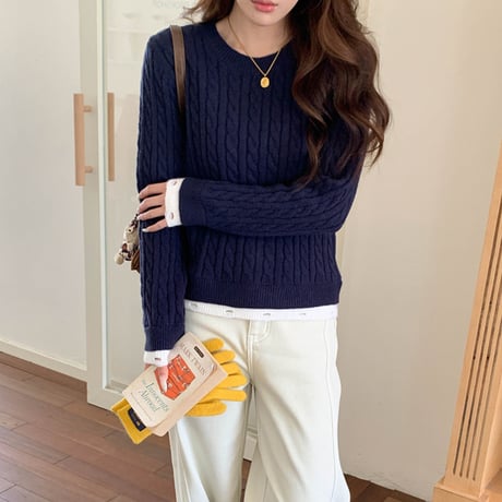 Soft Cable Layered Knit｜ソフトケーブルレイヤードニット（5color）　HB1009