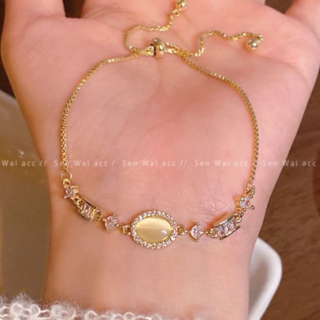 Oval Cat’s Eye Adjustable Bracelet｜オーバルキャッツアイ アジャスタブルブレスレット　HI1031