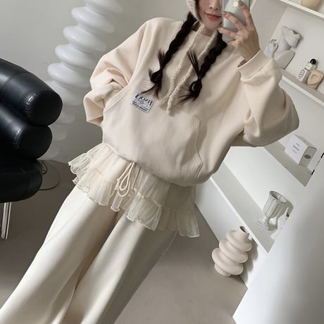 Frill Layer Sweat Set｜フリルレイヤードスウェットセット（2color）　HF1006