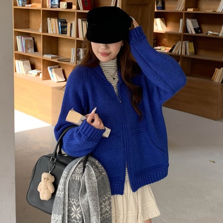 Chunky Knit Relax Zip Cardigan｜チャンキーニットリラックスジップカーディガン（4color）　 HA1026