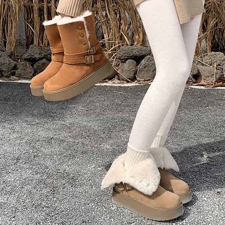Fur Lined Mid Boots｜ファー付きミドルブーツ（2color）　 HG1005