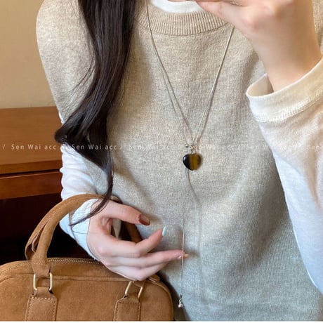 Tiger Eye Heart Long Necklace｜タイガーアイハートロングネックレス　HI1005