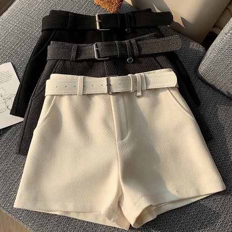 High Waist Wool A-Line Short Pants｜ハイウエストウールAラインショートパンツ（3color）　HC1025