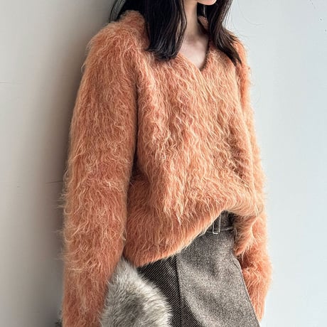 Soft Fluffy V Knit｜ソフトVネックニットトップス（2color）　HB1065
