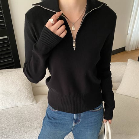 Half Zip Rib Knit｜ハーフジップリブニット（5color）　 HB1046