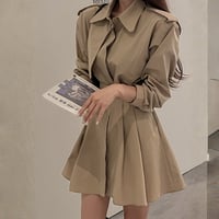 Trench Flare Mini Dress｜トレンチフレアミニワンピース（2color）　HE1010