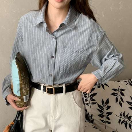 Airy Stripe Cotton Shirt｜エアリーストライプベーシックシャツ（3color）　HB1073