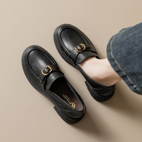 Metal Buckle Heel Loafers｜メタルバックルヒールローファー（2color）　HG1028