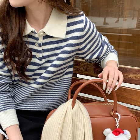 Stripe Collar Knit Pullover｜ストライプカラーニットプルオーバー（3color）　HB1020