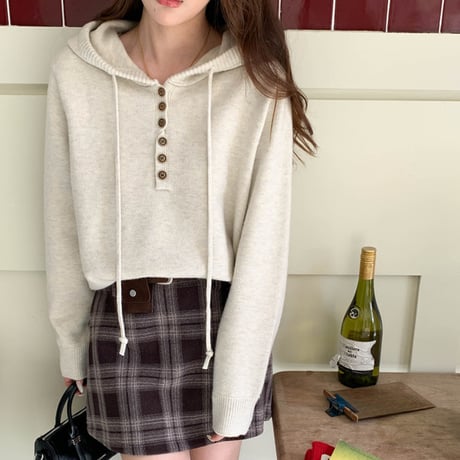 Holiday Street Button Hoodie Knit｜ホリデーストリートボタンフードニット（4color）　HB1021