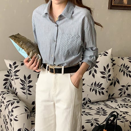 Airy Stripe Cotton Shirt｜エアリーストライプベーシックシャツ（3color）　HB1073