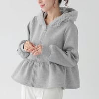 Frill Hoodie｜フリルメッシュフード付きペプラムジップフーディ（3color）　HB1068