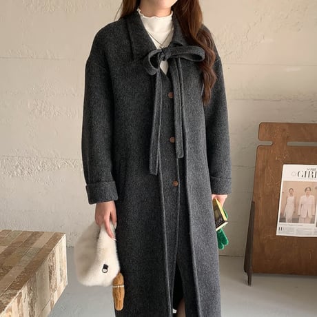 Ribbon Double Wool Coat｜リボンタイダブルウールコート（4color）　HA1004