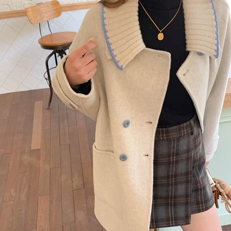 Soft Color Stitch Wool Coat｜ソフトカラーステッチウールコート（2color）　HA1013